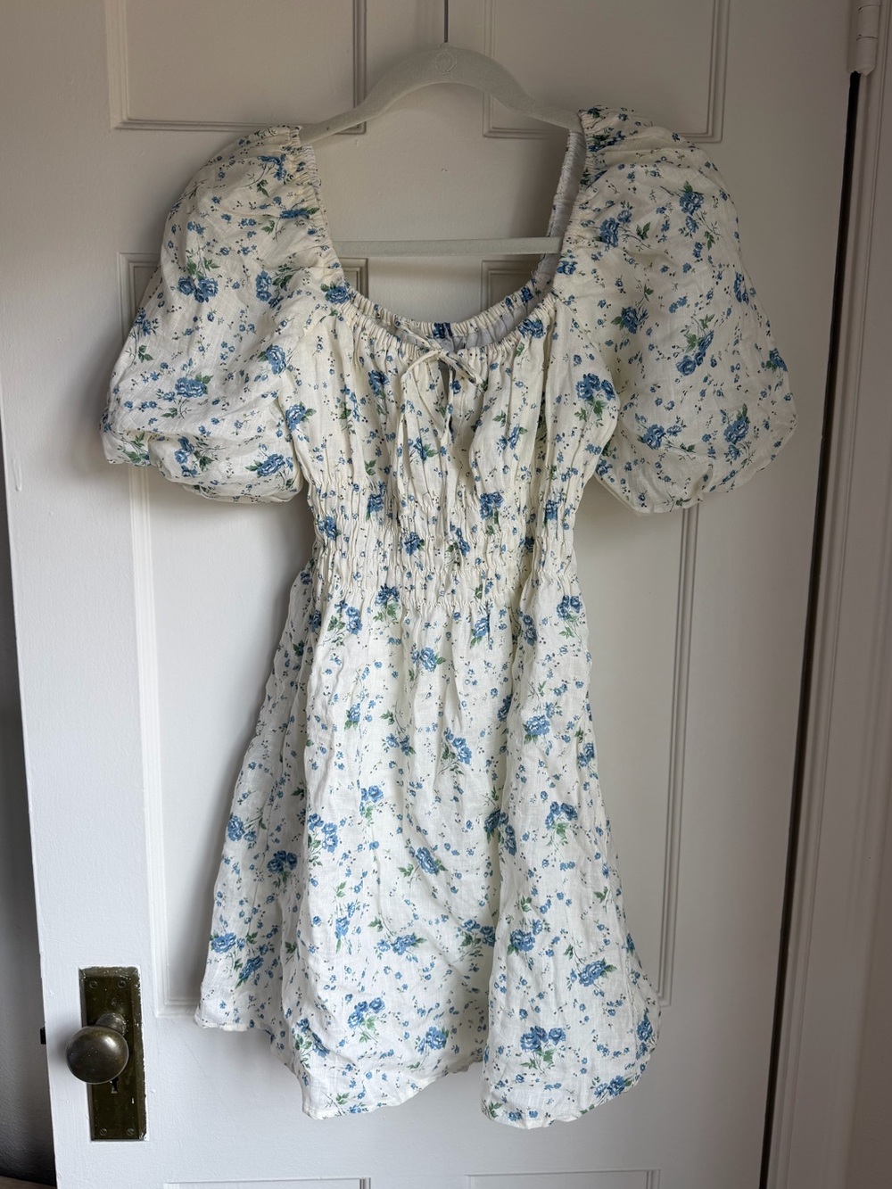 NWT Faithfull the Brand Nikoleta Short Sleeve Astoria Floral Mini Dress Linen 4